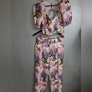 NWT a. peach Floral 2 Piece Set   Size L